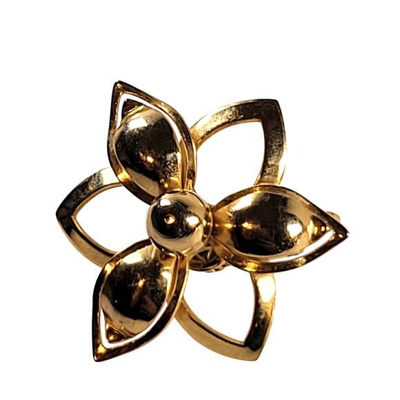 Vintage Sara Coventry Gold Tone Floral Clip-On Earrings Bold Openwork Design - Picture 2 of 12